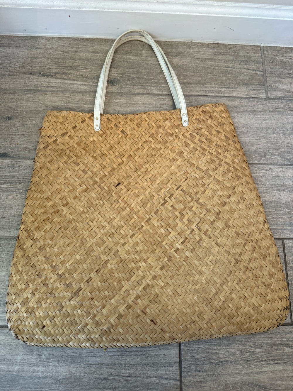 kate spade woven straw tote with pink, orange, green and cream embroidery - Picture 4 of 8